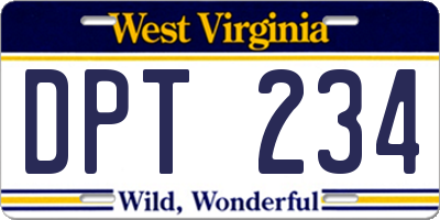 WV license plate DPT234