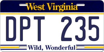 WV license plate DPT235