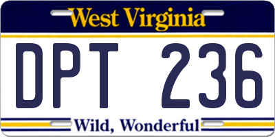WV license plate DPT236