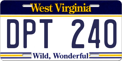 WV license plate DPT240