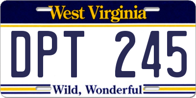 WV license plate DPT245