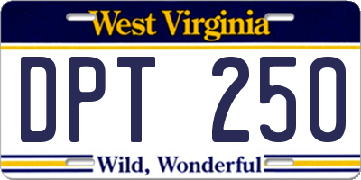 WV license plate DPT250