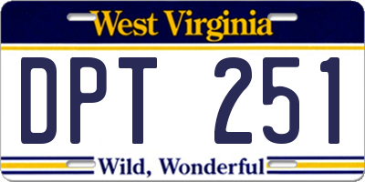 WV license plate DPT251