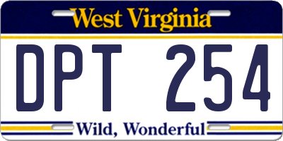 WV license plate DPT254