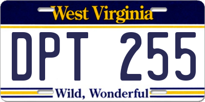 WV license plate DPT255
