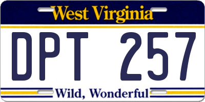 WV license plate DPT257