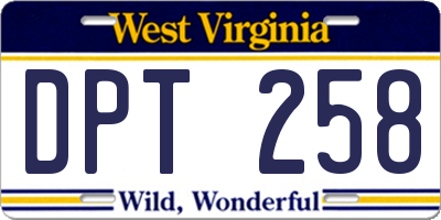 WV license plate DPT258