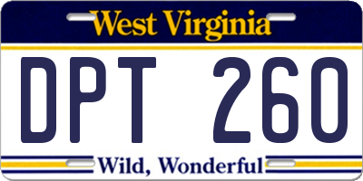 WV license plate DPT260