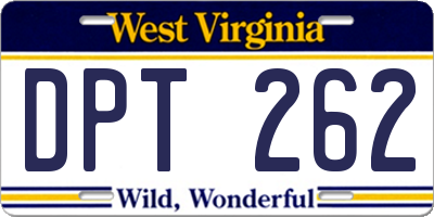 WV license plate DPT262