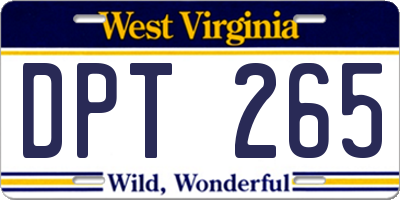 WV license plate DPT265