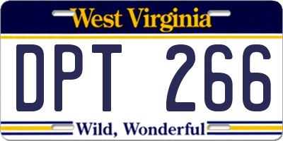 WV license plate DPT266