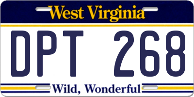 WV license plate DPT268