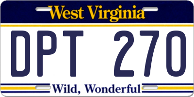 WV license plate DPT270