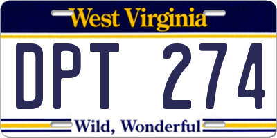 WV license plate DPT274
