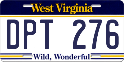 WV license plate DPT276