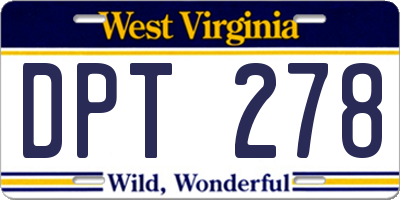 WV license plate DPT278