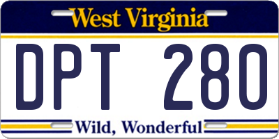 WV license plate DPT280