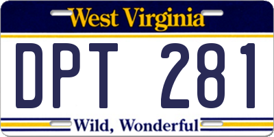 WV license plate DPT281