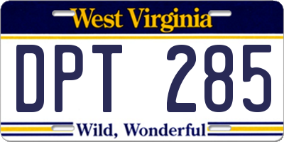 WV license plate DPT285