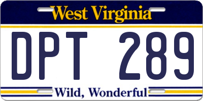 WV license plate DPT289