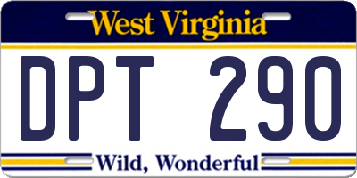 WV license plate DPT290