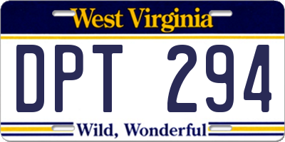 WV license plate DPT294