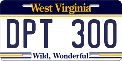 WV license plate DPT300