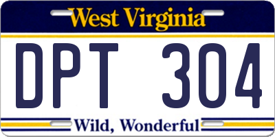 WV license plate DPT304