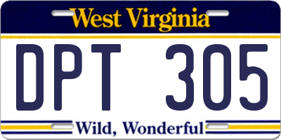 WV license plate DPT305