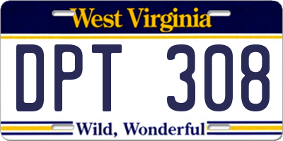 WV license plate DPT308