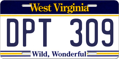 WV license plate DPT309