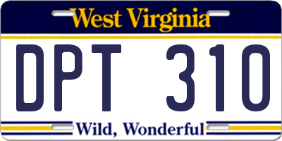 WV license plate DPT310