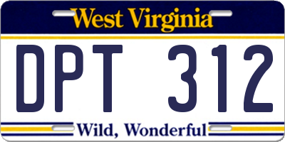 WV license plate DPT312