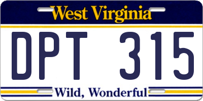 WV license plate DPT315