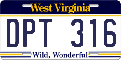 WV license plate DPT316