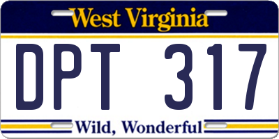 WV license plate DPT317