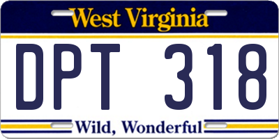 WV license plate DPT318