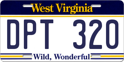 WV license plate DPT320