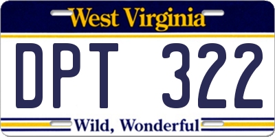 WV license plate DPT322