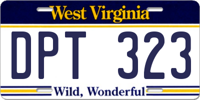 WV license plate DPT323