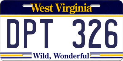 WV license plate DPT326