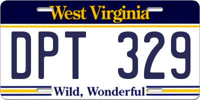 WV license plate DPT329