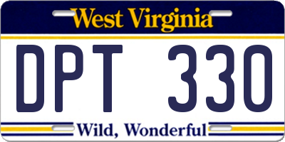 WV license plate DPT330