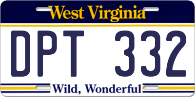WV license plate DPT332