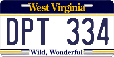 WV license plate DPT334