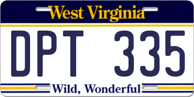 WV license plate DPT335