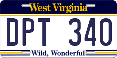 WV license plate DPT340