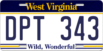 WV license plate DPT343