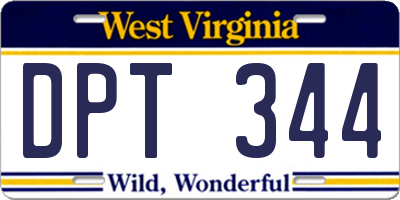 WV license plate DPT344