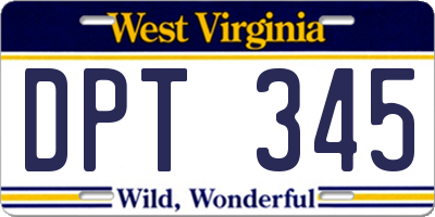 WV license plate DPT345